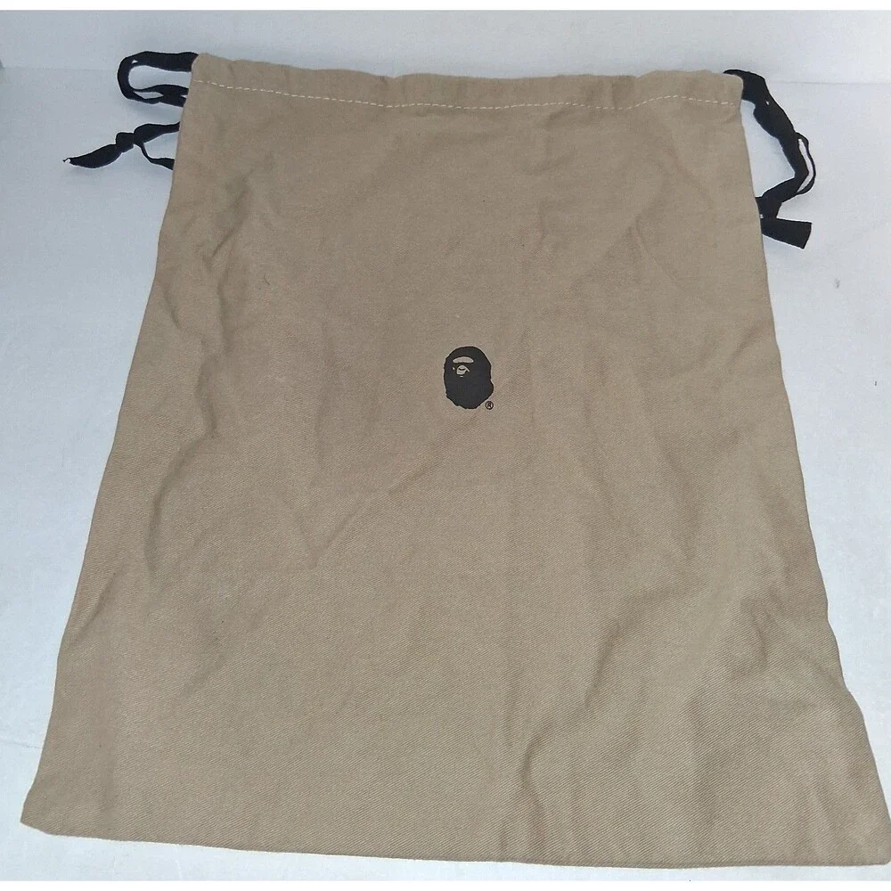 A Bathing Ape BAPE Sneaker Shoe Drawstring Dust Bag Tan Beige Ape Head Logo Bag